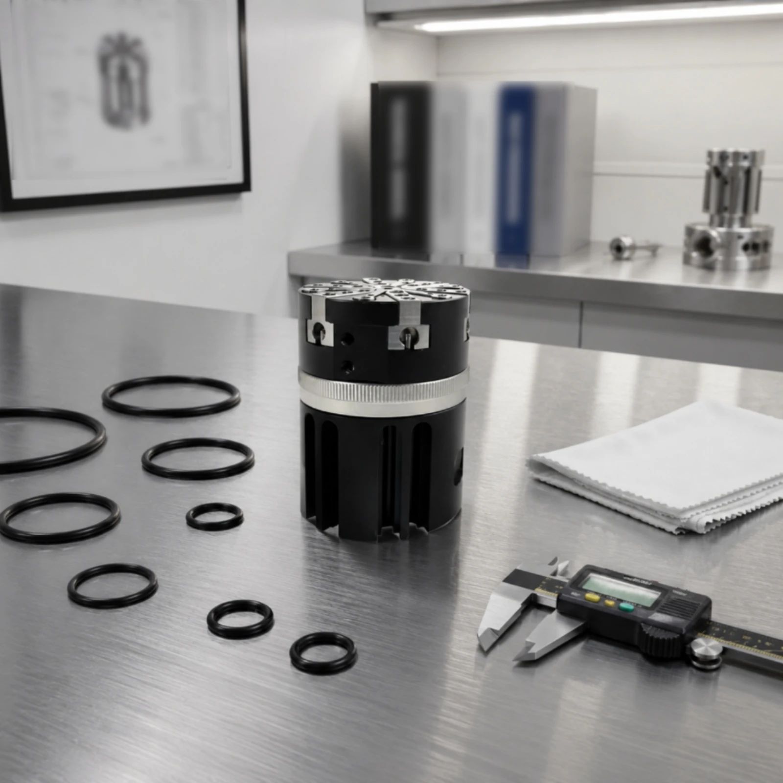 Low-profile Pneumatic Gripper Cylinder Six-jaw Claw Assembly Tool for Manufacturing Automation Lines view 5