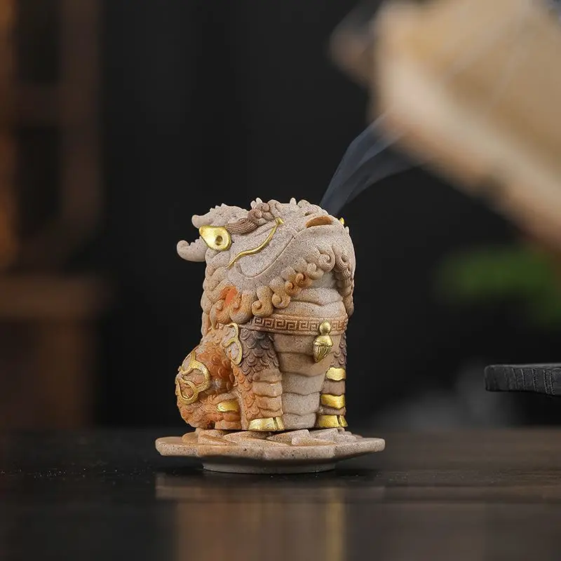 

Песчаник, привлекающий богатство Pixiu, настольная курильница, орнамент, чай, домашнее животное, украшение в стиле дзен, аксессуары для чайной церемонии из сандалового дерева