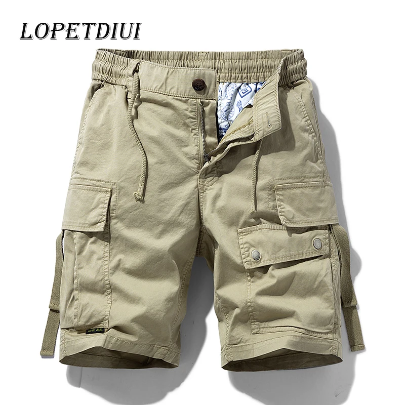 2023 New Men Summer Fasion Casual Breathable Cotton Cargo Shorts Men Outdoor Trend Multi Pocket Cargo Shorts Men