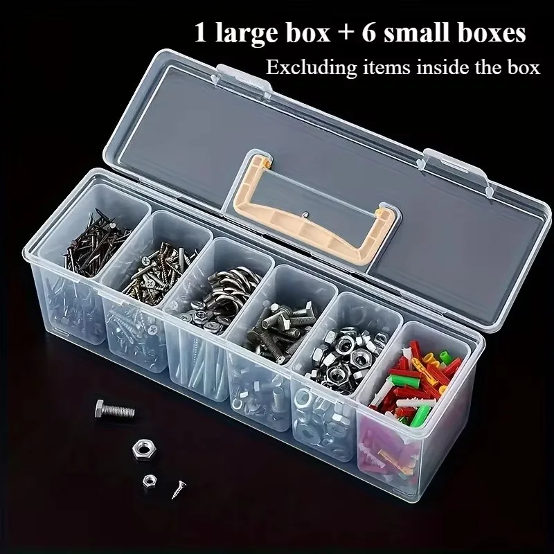 

7pcs Tool Parts Storage Box Set Multi-Compartment Tool Organizer,Sorting Box for Screws,Wrenches,Hardware Accessories,and Toys