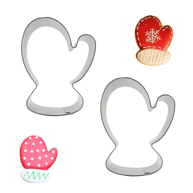 2 piece Cotton Gloves shape biscuit cutter biscuit embossing embossing machine syrup cake chocolate stainless steel baking mould