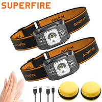 SUPERFIRE HL75 Mini Led Strong Light Headlamp USB Rechageable Motion Sensor Headlight Portable Fishing Camping For Working lamp