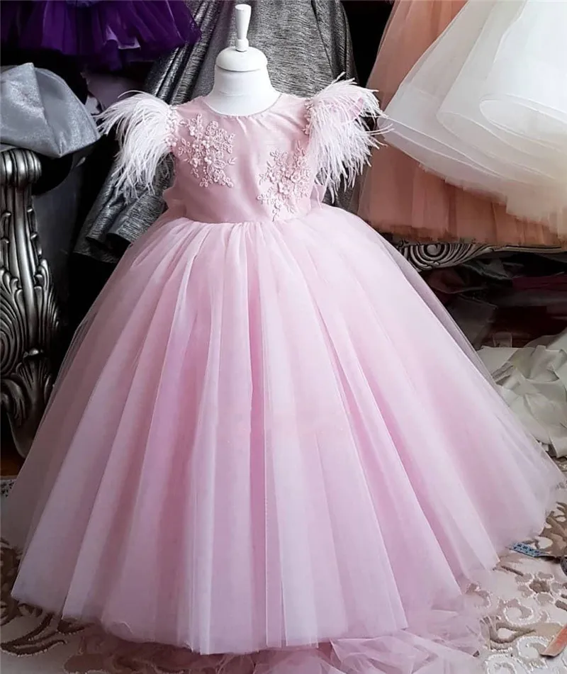 

Flower Girl Dresses For Wedding With Jacket Beaded Sash Ball Pageant For First Communion Dress