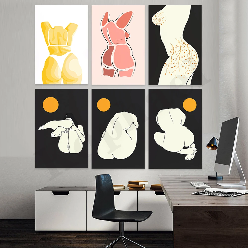 Abstract Female Human Body Lines. Modern Curve Drawing Art. Gift For Friends. Home Wall Decoration Poster