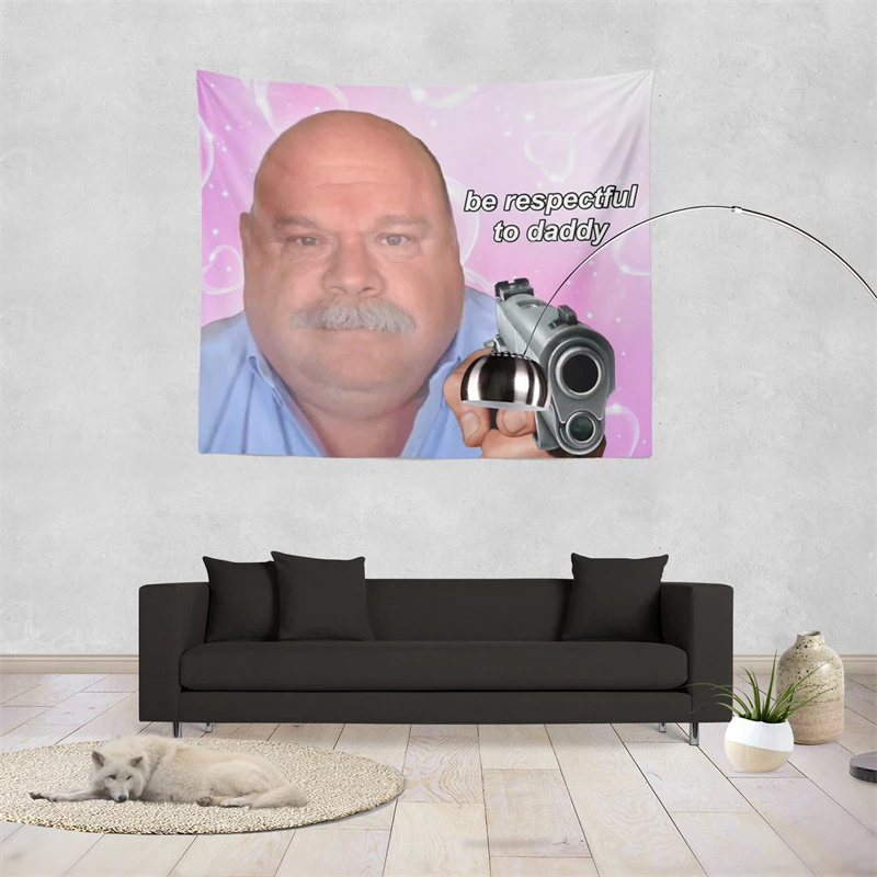 Gaslight Gatekeep Girlboss Bertram Winkle Be Respectful to Daddy Funny Meme Tapestry Wall Hanging Art for Bedroom Living Room