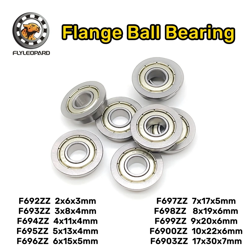 10pcs F698ZZ 8x19x6 mm Flange Bearing  ABEC-7 F692ZZ F693ZZ F694ZZ F695ZZ F696ZZ F697ZZ F699ZZ F6900ZZ Chrome Steel Bearings