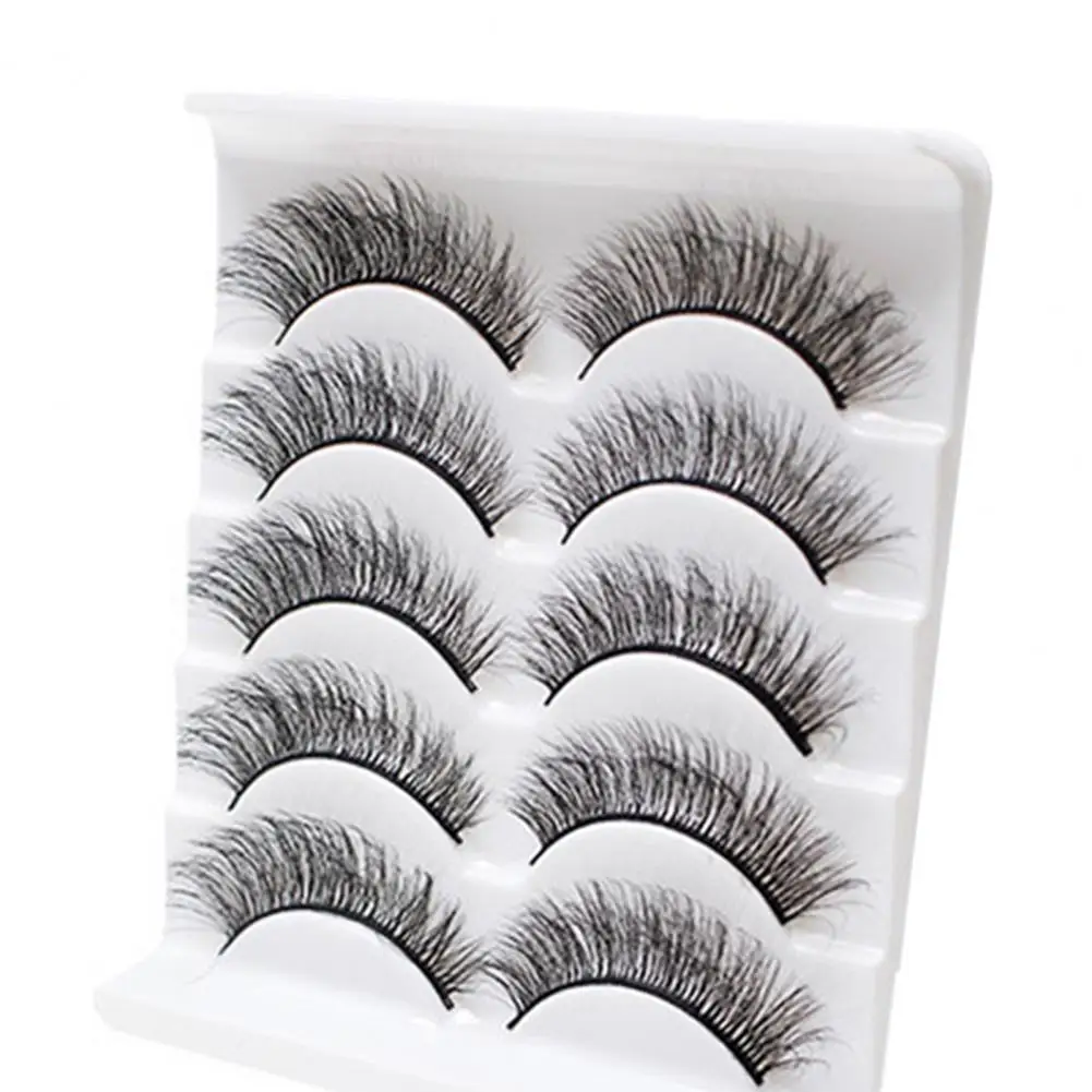 5 Pairs False Eyelashes All-match Natural Long 3D Mink Lashes Curling Fake Eye Lashes Makeup Tool for Party