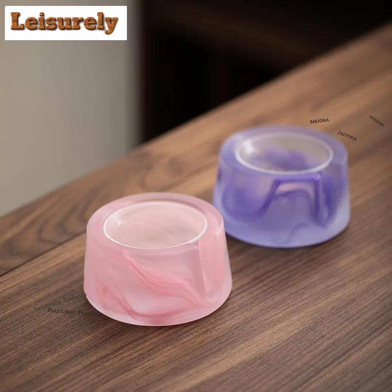 HOYIHM Japanese Thickened Ink Pink Glass Tea Warmer Holder Candle Heater Stove Kettle Stand Boiling Water Carbon Furnace Tea Set