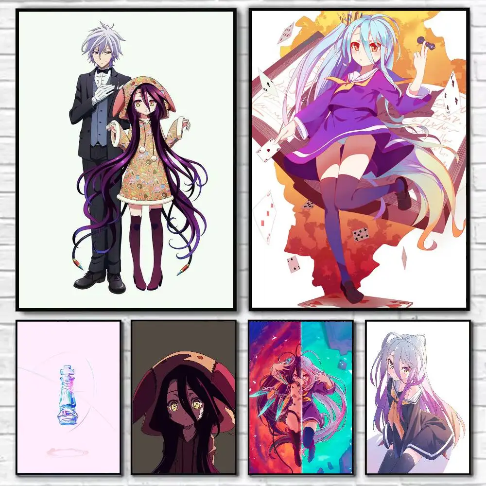 

No game no life Poster Self-adhesive Art Waterproof Paper Sticker Coffee House Bar Room Wall Decor