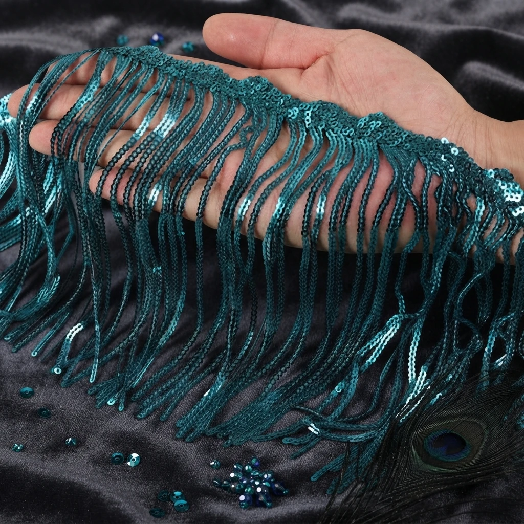 1-5 Yard 17cm Glitzer-Laser-Pailletten-Fransen-Quastenborte für Latein-Tanzkleider, DIY-Bastelarbeiten, Nähzubehör, Quaste Flecos Party-Deko 2027