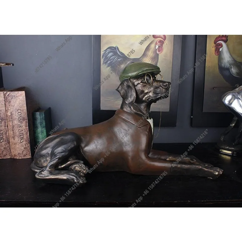 American Country Personality Creative Anthropomorphic Dog Gentleman Animal Decoration Retro Living Room Ornament