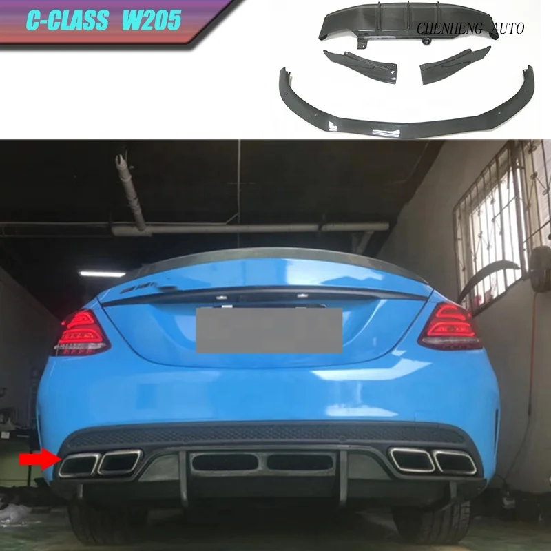 Carbon Fiber Small Body kit For C class W205 14-16y Upgrade to P style Front Bumper Lips Rear Diffuser Side Skirt Rear Spoiler