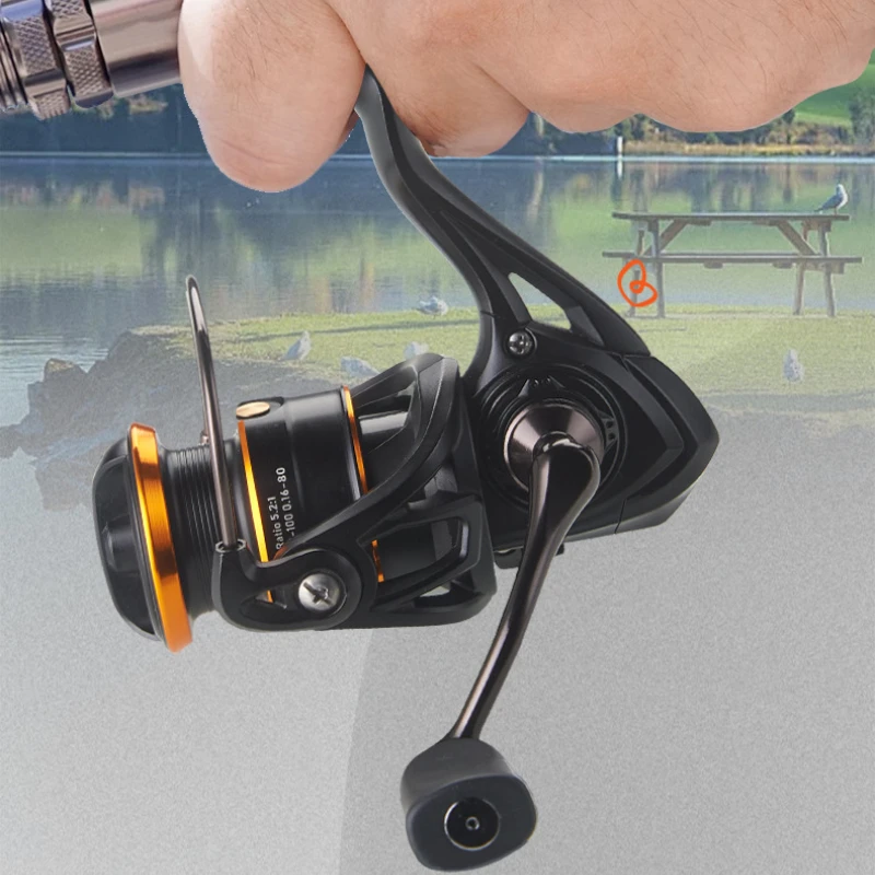 

Spinning Fishing Reel QS1000 Bearings 5.2:1 Gear Ratio Fishing Reel with 5KG Braking Force Saltwater Reel for Outdoor Fishing