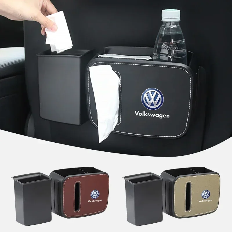 Car interior High-quality car tissue box leather storage box For Volkswagen VW Tiguan Jetta Polo Golf Passat T-ROC Touareg GTI