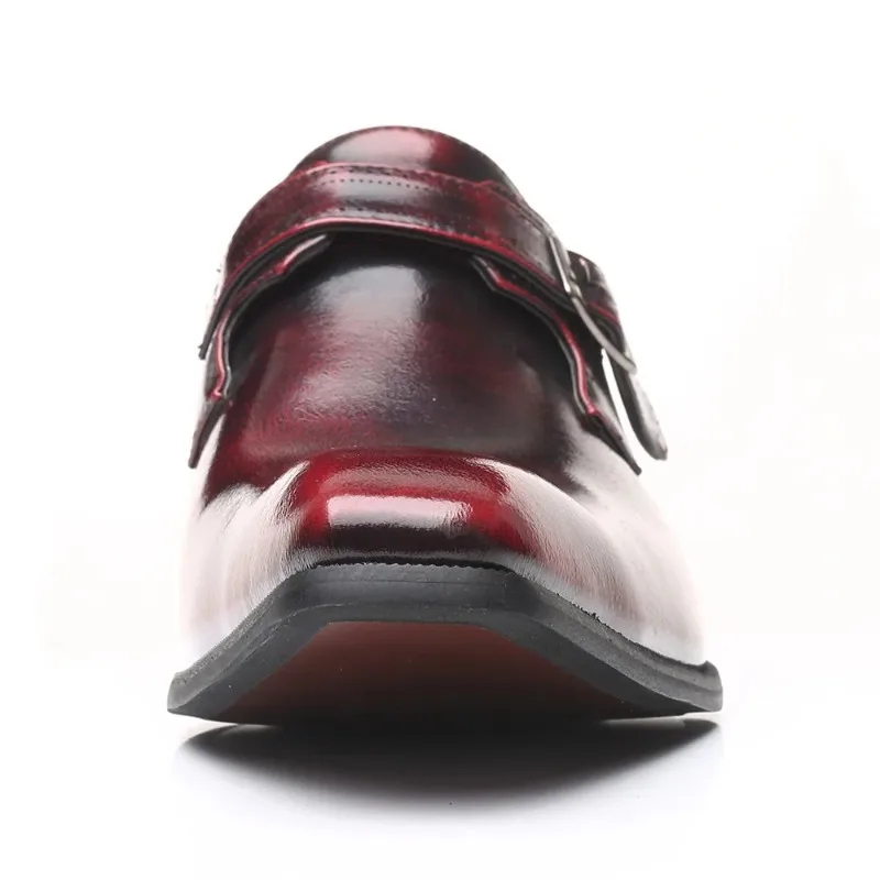 

High Quality Men's Pointed Toe Monk Strap Shoes British Style Slip on Loafers Leather Low Heel Comfortable Business Casual Shoes