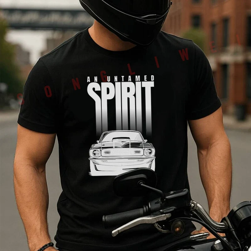

An Untamed Spirit Car Moto 100% Cotton T-Shirt Ultra Soft Round Neck Short Sleeve Tee For Men & Women