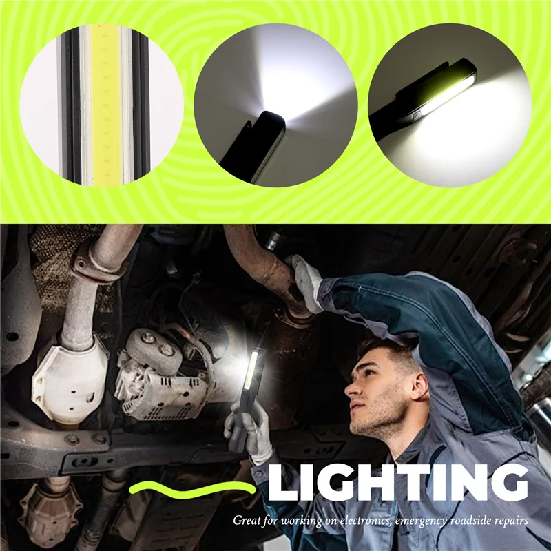 【Flash Sale】Rechargeable LED COB Portable Camping Work Inspection Light Lamp Hand Torch Magnetic For Household Workshop Automobi