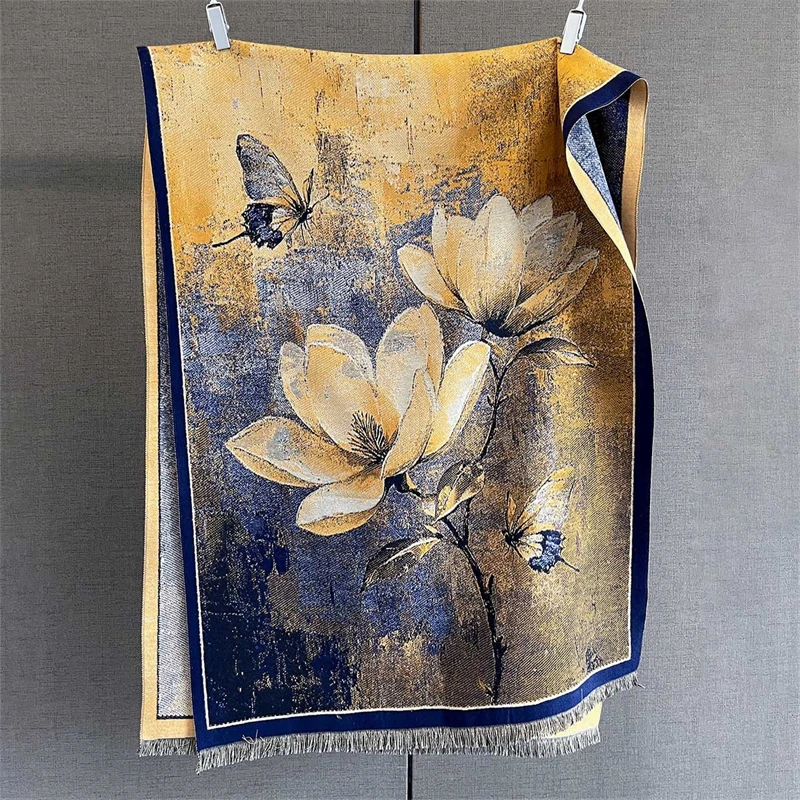 

Travel Poncho Warm Cashmere Scarf Women 2025 Luxury Thick Blanket Winter Bufanda Shawl Print New Wraps Pashmina Female Stoles