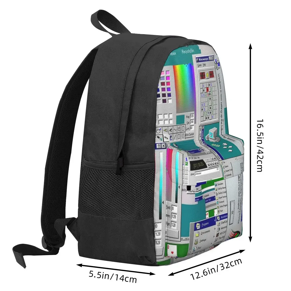 Windows 95 Collage Backpacks Boys Girls Bookbag Students School Bags Cartoon Kids Rucksack Travel Rucksack Shoulder Bag