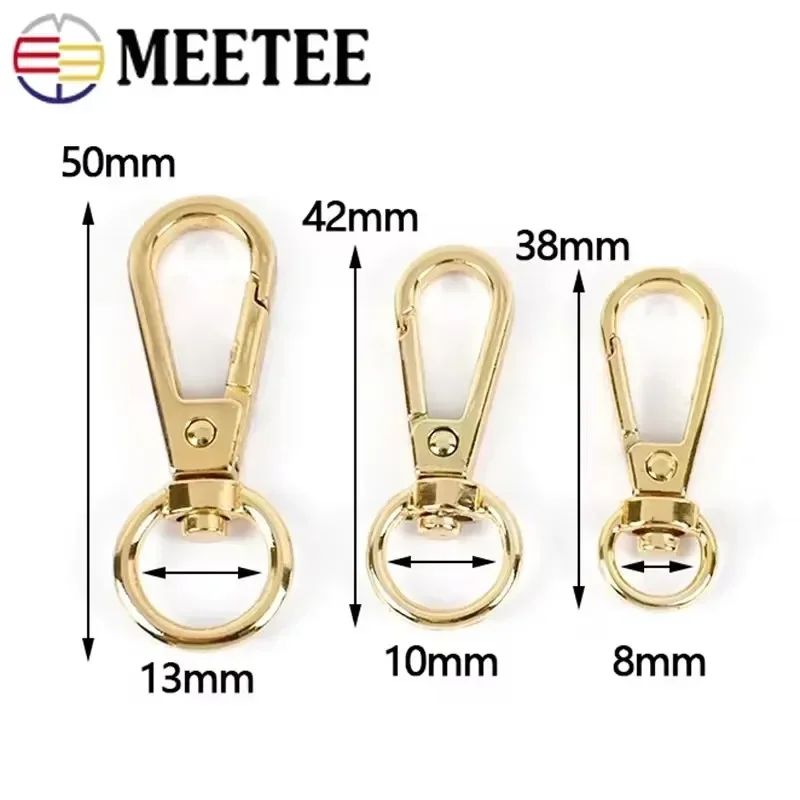 10/20Pcs Meetee 8/10/13mm Metal Buckle Carabiner KeyChain Lobster Clasp Bag Strap Swivel Trigger Clips Snap Hook Accessories