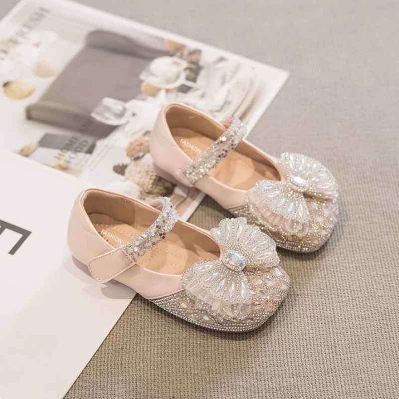 Baby Girls Princess Shoes Sequins Cute Kids Sandals Casual Comfortable Bow Catwalk Fashion Crystal Spring/Summer Student Elegant