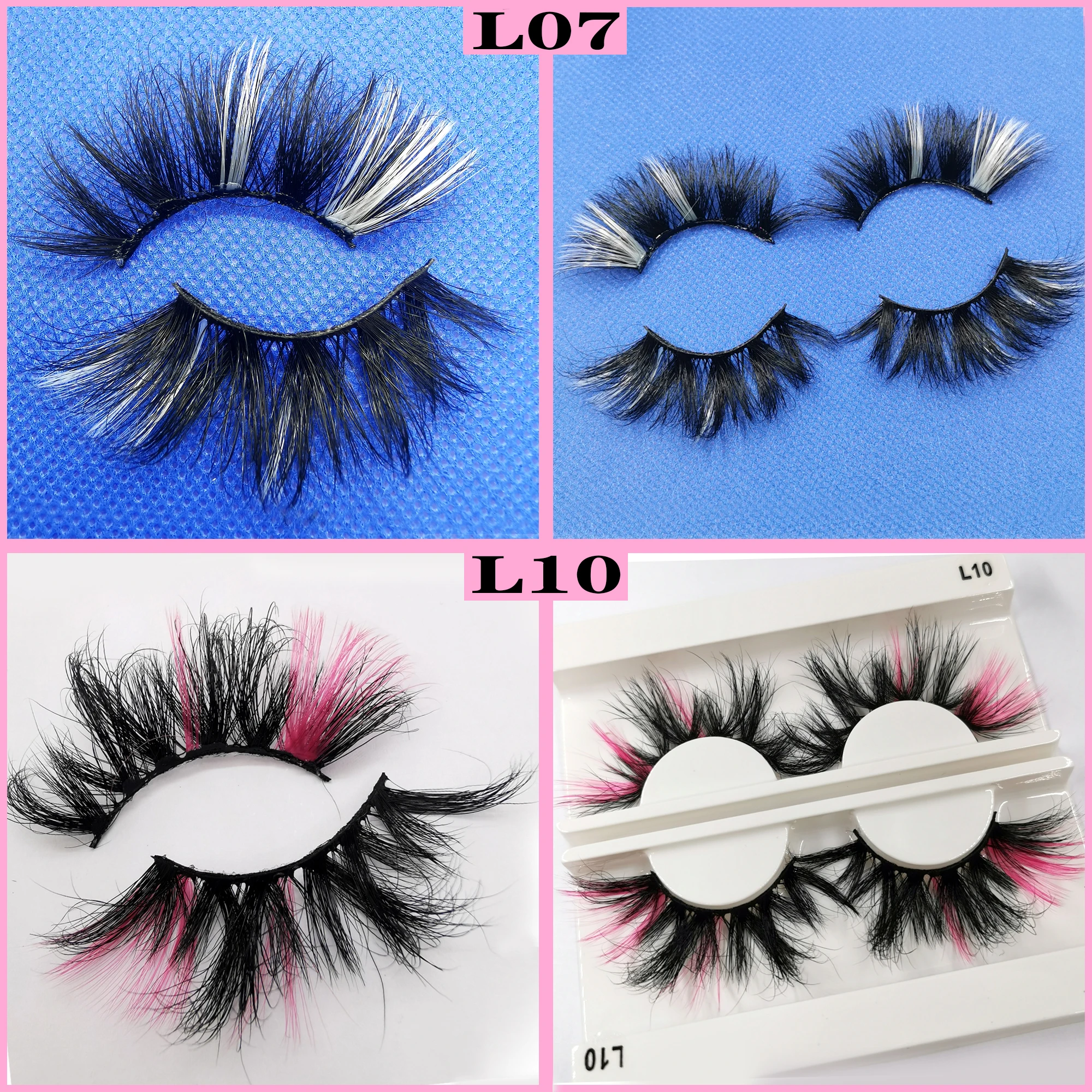 Wholesale Fluffy Colored Lashes 25 mm Mink Eyelashes New Arrival Party Cosplay Lashes With Color Streaks Makeup  3D Mink Lashes