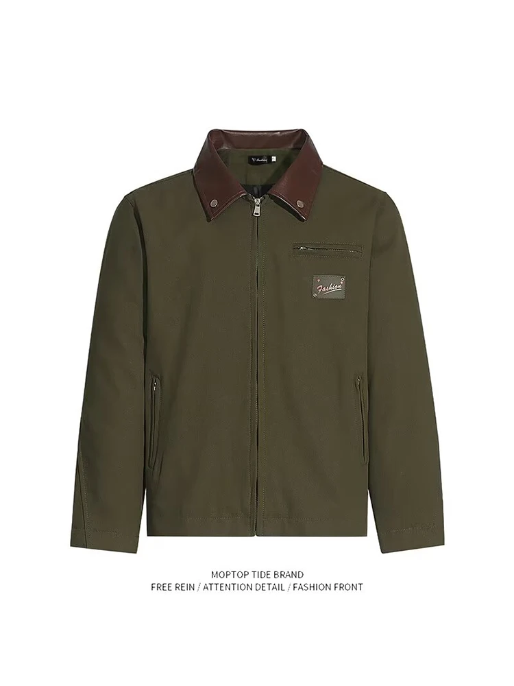 

Мужская рабочая одежда в американском стиле ретро Mr. Detroit, верхняя одежда из тюэта, свободная посадка из полиэстера, ветрозащитная, длинная застежка-молния, цвет