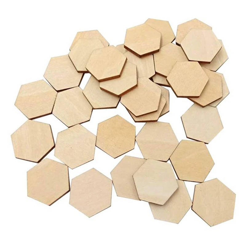 

100 Wooden Pieces Hexagon Wood Shape Beech Wood For DIY Arts Craft Project Ready To Paint Or Decorate(25Mm)