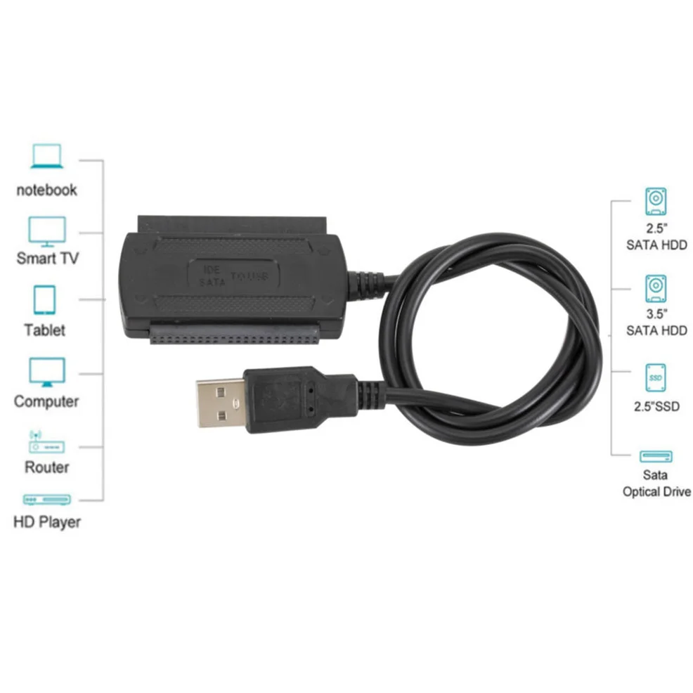 LccKaa 3 en 1 SATA a USB IDE adaptador USB 2,0 IDE SATA 5,25 S-ATA 2,5 3,5 pulgadas disco duro HDD Cable adaptador para PC portátil