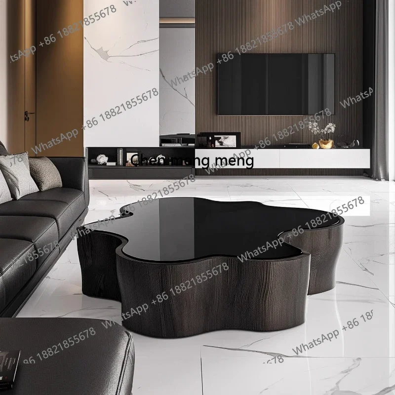 이탈리아 불규칙한 원목 커피 테이블 하이센스 모던 미니멀리스트 홈 거실, 커피 테이블 테이블 H