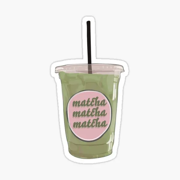 Iced Matcha Latte  5PCS Stickers for Window Living Room Print Water Bottles Car Funny Background Stickers Wall Decorations