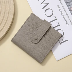 Genuine Leather Women RFID Blocking Ultra-Thin Mini Short wallet Small women's two-fold purse  with 9 Cards Slots, 1 Coin pocket