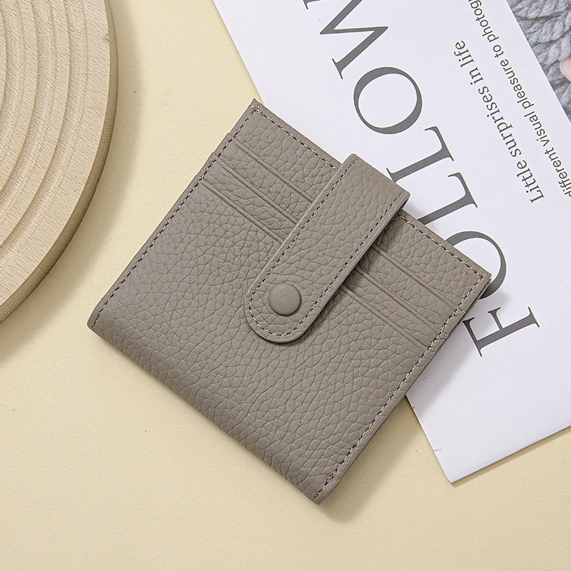 Genuine Leather Women RFID Blocking Ultra-Thin Mini Short Wallet Small Women's Two-Fold Purse with 9 Cards Slots, 1 Coin Pocket