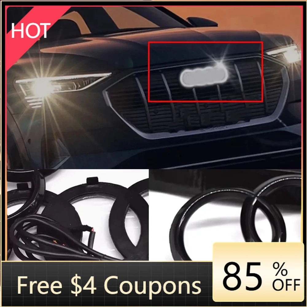 

Car Sticker 27.3cm Black Emblems For AUDI Badge Light 4D AUDI Grille Light White LED Grills Badge Light For AUDI A5 A3 A4 A6 A7