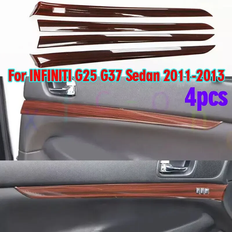 For INFINITI G25 G37 Sedan 2011-13 ABS Wood Grain Inner Door Molding Cover Trim