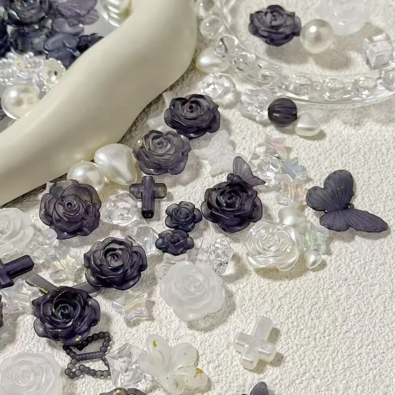 New Bla White Mixed Baroque ooting Props DIY Handmade Starry Rose Goldening Night  Faion Jewelry Accories