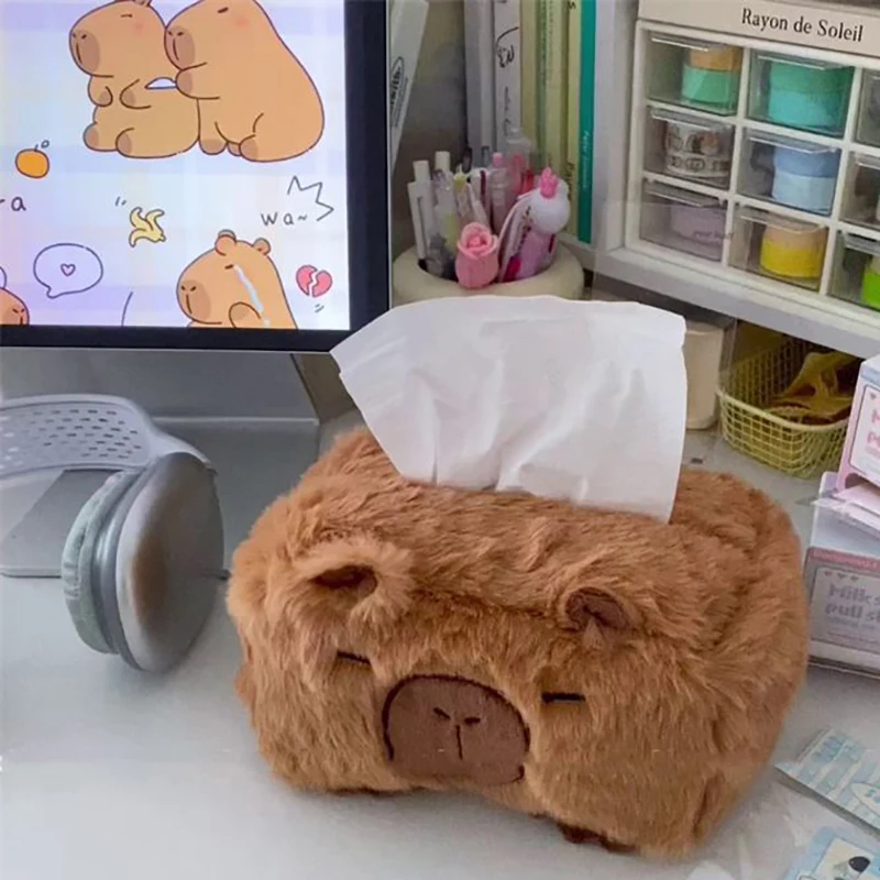 Caixa de tecido capivara de pelúcia dos desenhos animados design criativo caixa de papel bonito decoração para casa para amigos aniversário presentes de natal