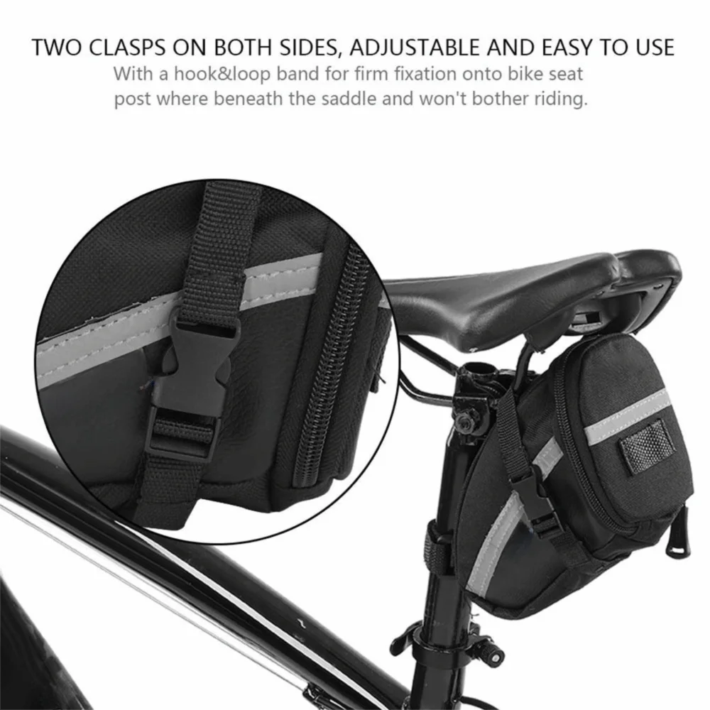 Adjustable Straps Bike Saddle Bag Large Capacity Lightweight Bikes Seat Bag with Reflective Sign Portable Bike Bag Under Seat