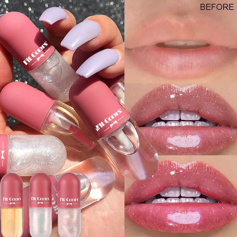 Capsule Liquid Lip Blam Moisturizing Transparent Color Changing Lip Plumper Volumising Essence Oil Mirror Jelly Lipgloss Makeup