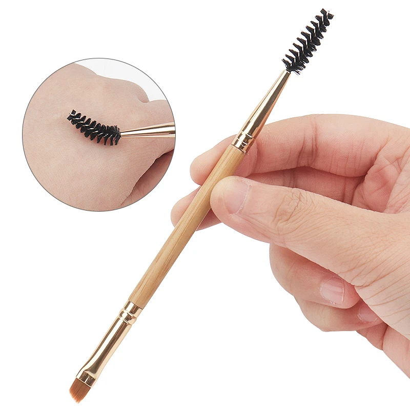 1Pc Double-ended Microblad Occhi Pennello per trucco Sopracciglio in polvere Spazzole per ciglia Mascara per occhi Cosmetico Bellezza Make Up Pennello Pettine Strumenti