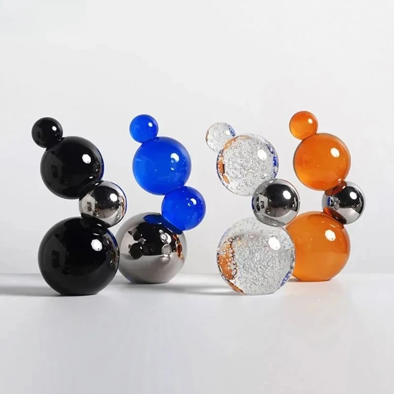 Creative Spherical Geometry Ornaments Crystal Ball Stacking Crafts Desk Decoration Abstract Artwork Statue Room Aesthetic Decor