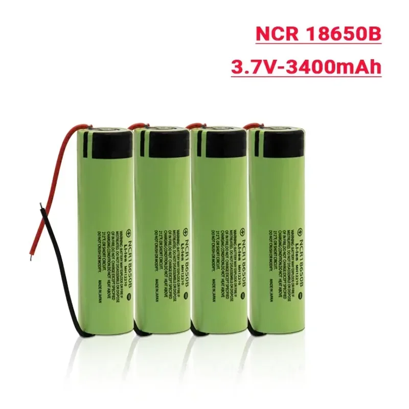 New 18650 3.7V NCR18650B 3400mAH Battery Original Lithium Rechargeable Batteries  with Cable for Flashlight Electric Toys LED