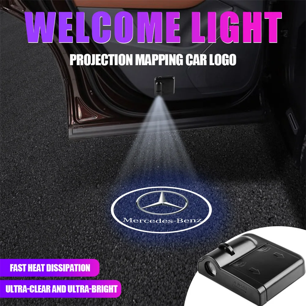 1/2PC Car Door Welcome Light Wireless Projector Lamp Decorative For Mercedes Benz W204 W124 W201 W202 W212 W220 W205 GLA CLA AMG 