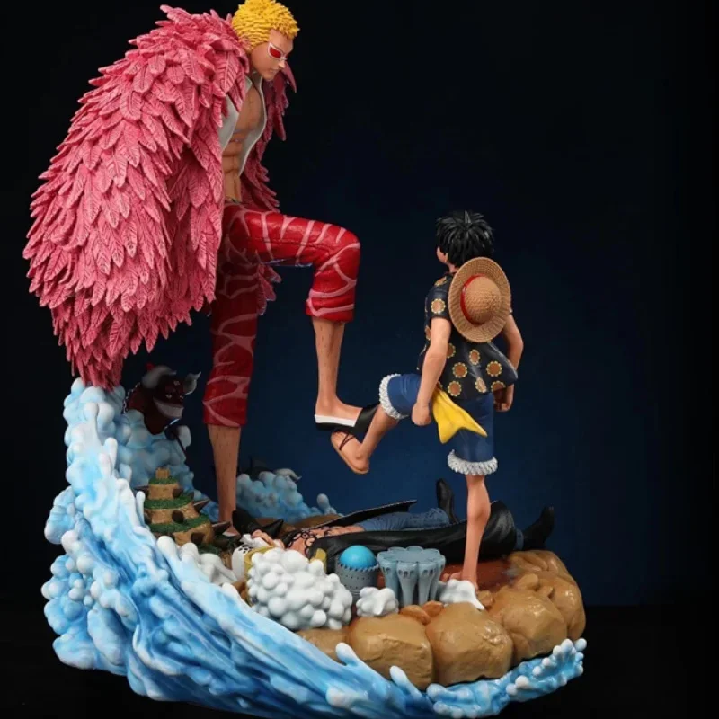 21cm jednoczęściowa figurka Donquixote Doflamingo Vs Luffy figurka Anime Luffy figurka Gk statua lalka Model dekoracja zabawka prezent urodzinowy