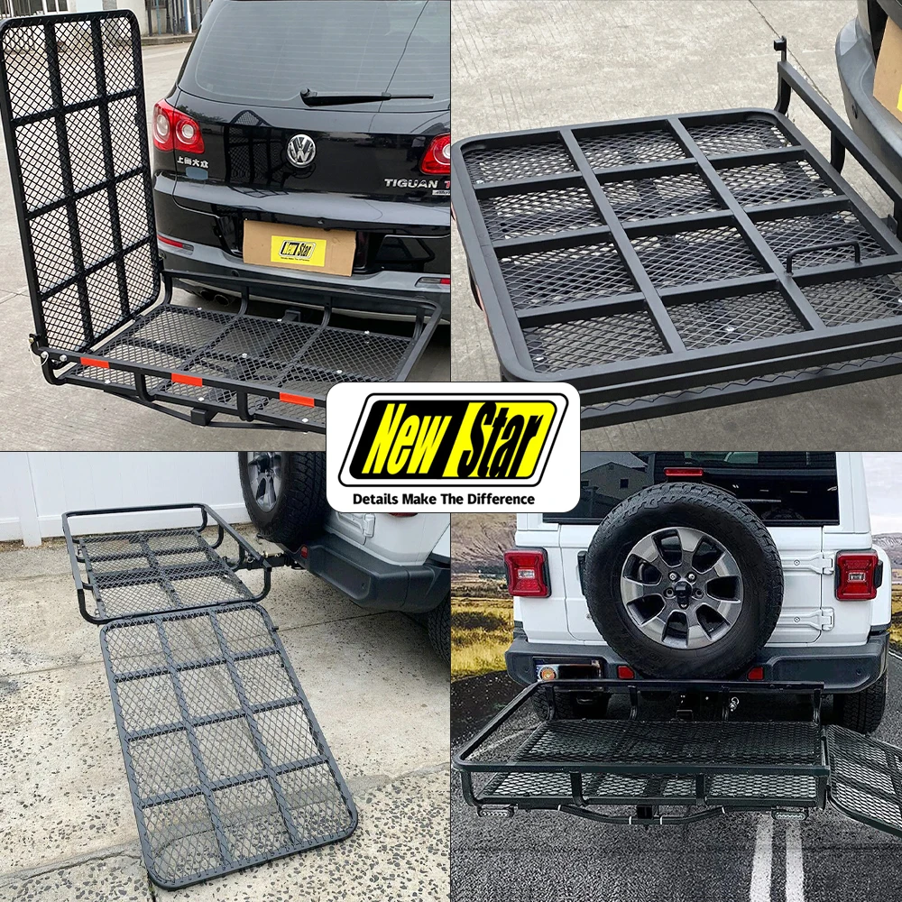 Custom 500lbs Travel Sedan Suv Car Back Rear Trailer Steel Hitch Mount Cargo Carrier With Ramp For 2 Inch Receiver