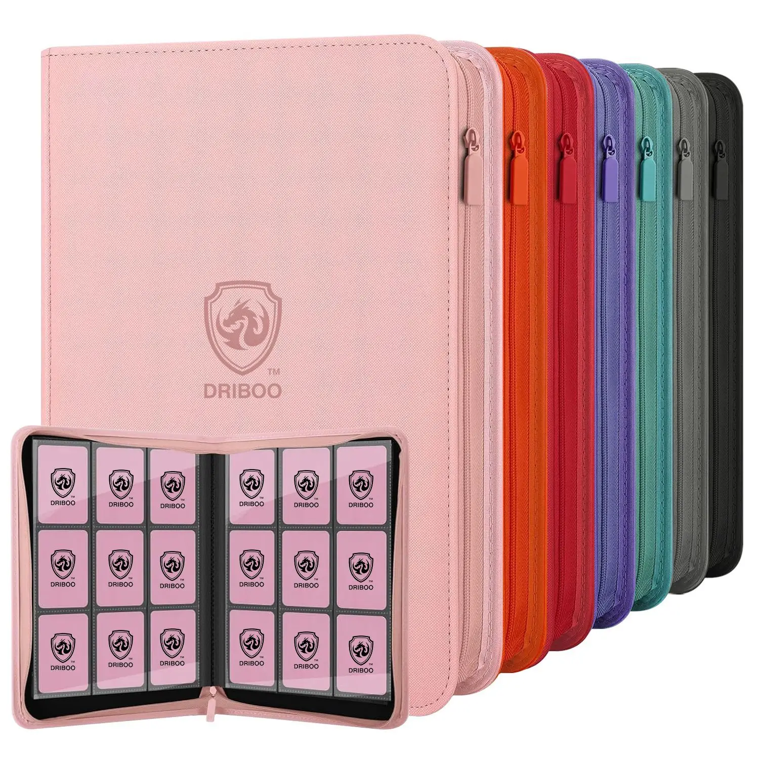 DRIBOO 9 Pocket Zipper Card Binder Acid Free No PVC 360 Trading Card Holder Heavy Duty PU Side Loading TCG Card Collect Book