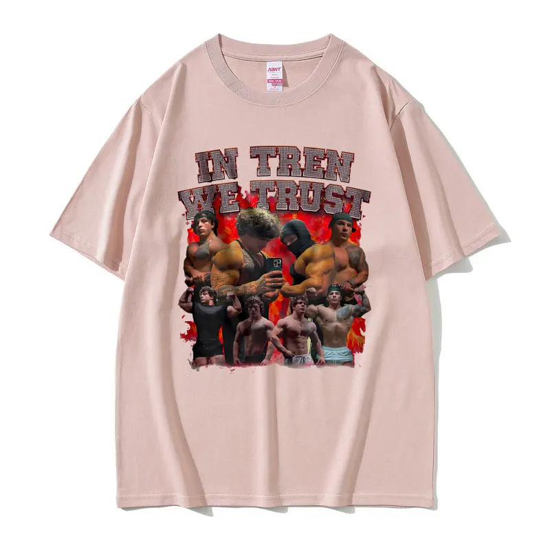 In tren WE tren Twins เสื้อยืดผู้ชายสำหรับนักเพาะกายฟิตเนสยิมเสื้อยืดผ้าฝ้ายขนาดใหญ่สำหรับผู้ชายผู้หญิงเสื้อยืดลำลองสำหรับผู้ชาย