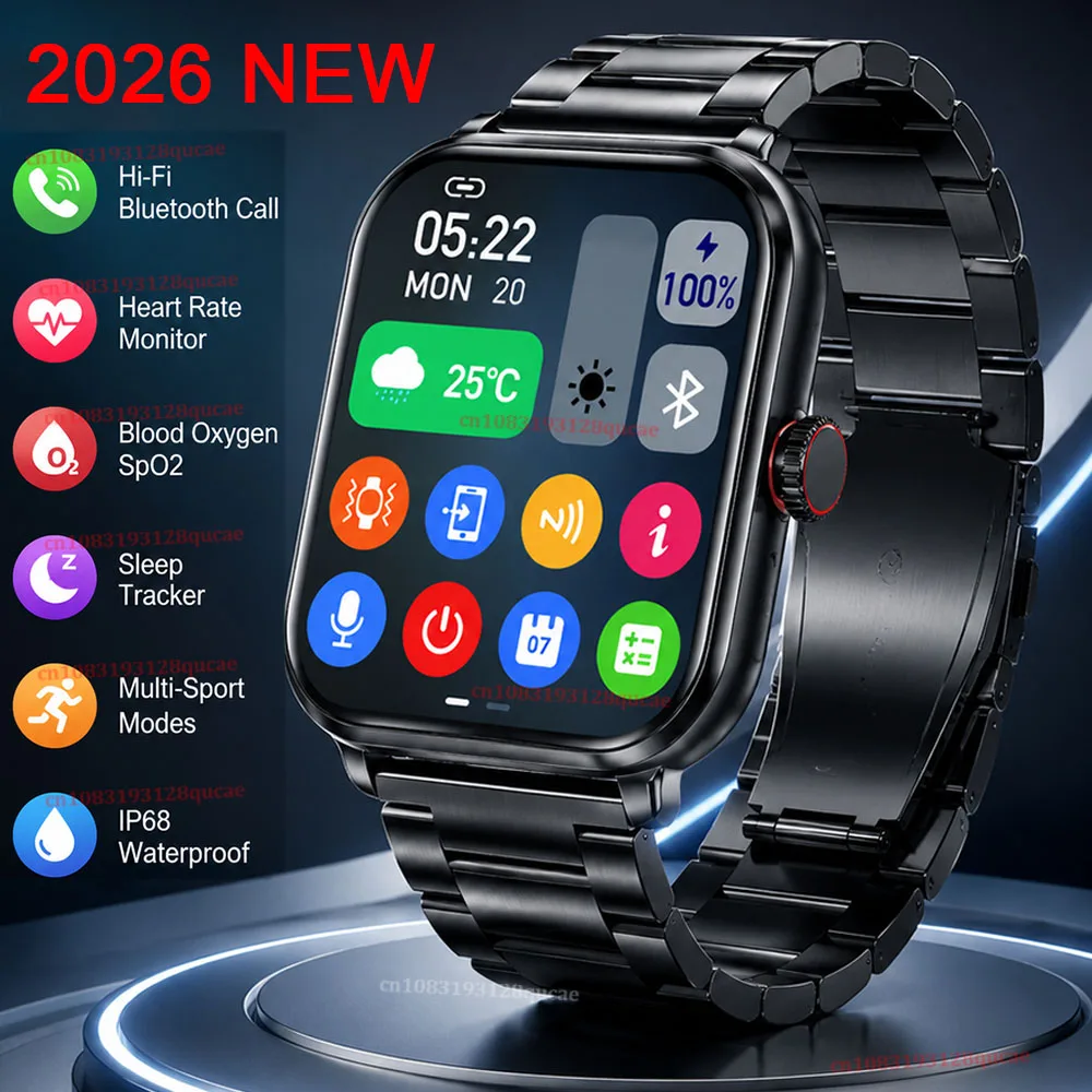2026 New Smart Watch 2.01'' HD Display Bluetooth Call Message Alert Sports GPS Tracker Smartwatch Men Women For Android IOS Ht22