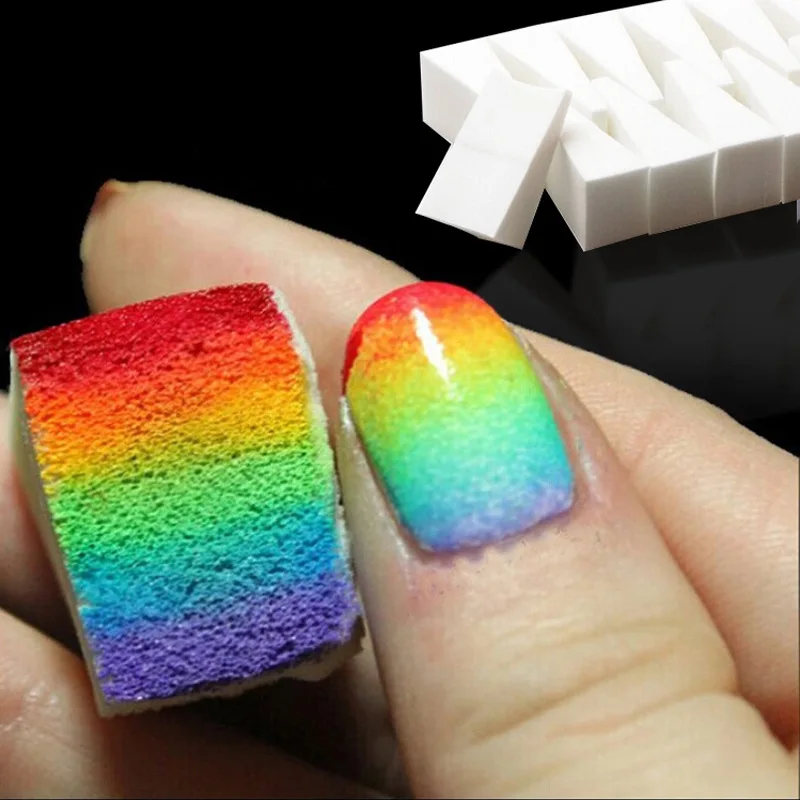 50/20Pcs White Nail Soft Sponge Gradient Nail Art Stamper Tools Nail Gel Polish Color Patting Dyeing Tool Brush Manicure Sponges