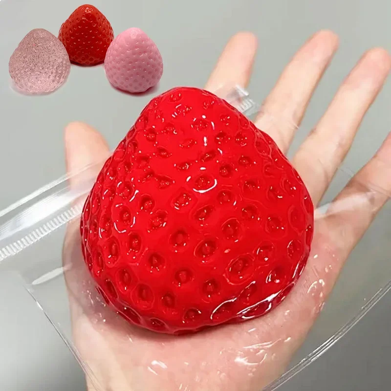 2A.Big Strawberry Squeeze Taba Squishy Toy Kawaii Red Pink Squishies Fidget Toy Fruits Vegetables Soft Girl Birthday Gift Toy